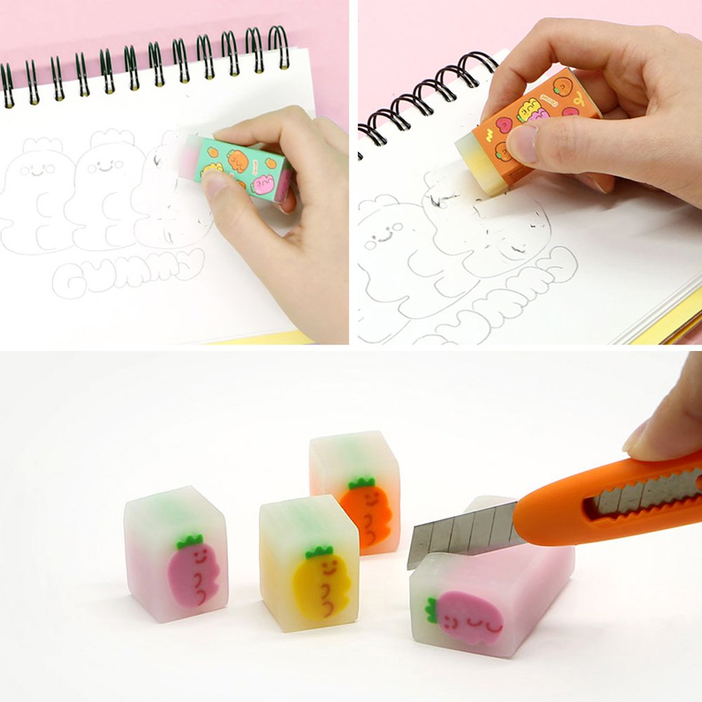 [3in1] Gummy Carrots Center Eraser Set Hello Discount Store
