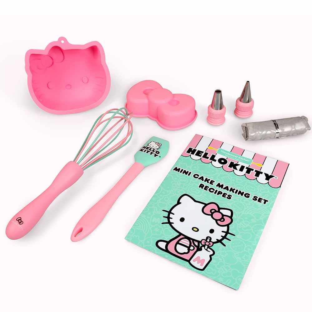 Handstand Kitchen Hello Kitty Cake Baking Set with Kitty Face and Bow Mini Cake Molds
