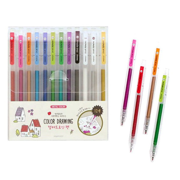 BTS MERCH SHOP, BT21 - 12 Pcs Coloured Drawing Pens