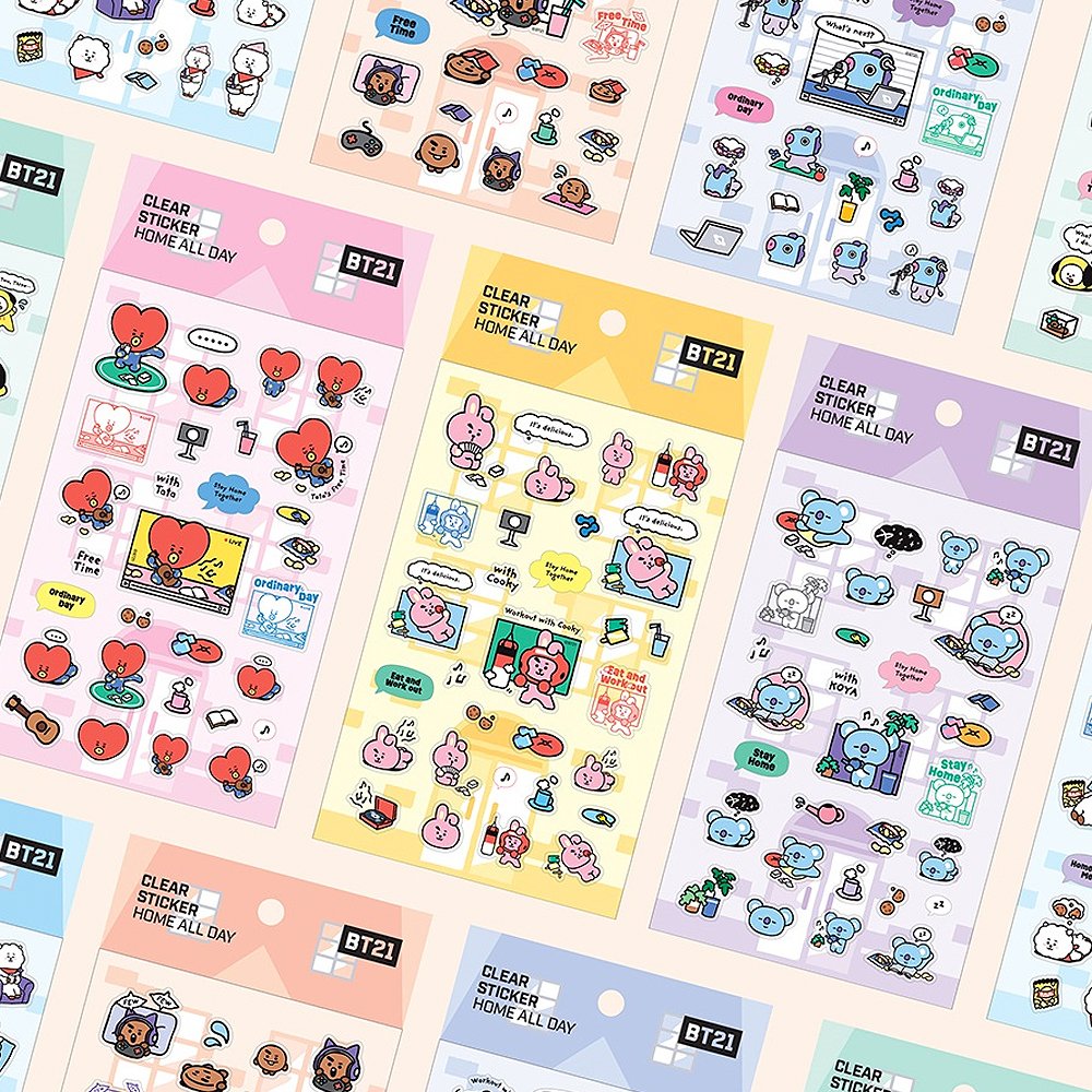 BT21 Clear Sticker Home All Day MANG