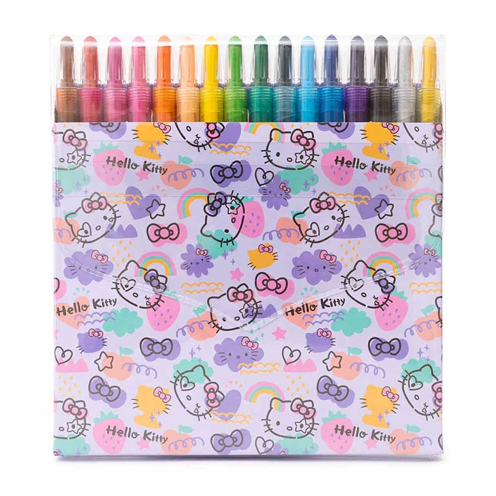 Hello Kitty Colorful Graffiti 16 Colors Twist Up Crayons Set