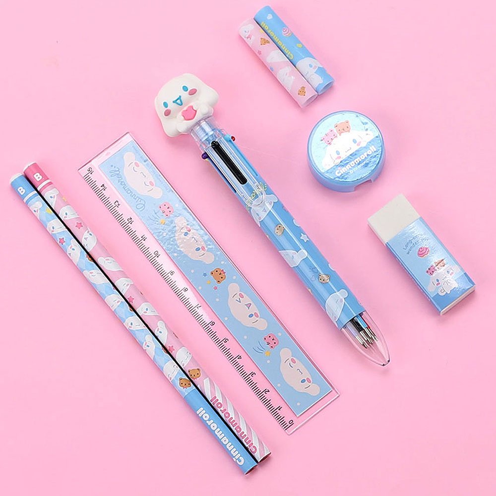 Cinnamoroll School Supplies Set - Pencil Case, Pens, Ruler, Stickers,  Notebook, ID Holder, Bookmarks, Pins - Yahoo Shopping