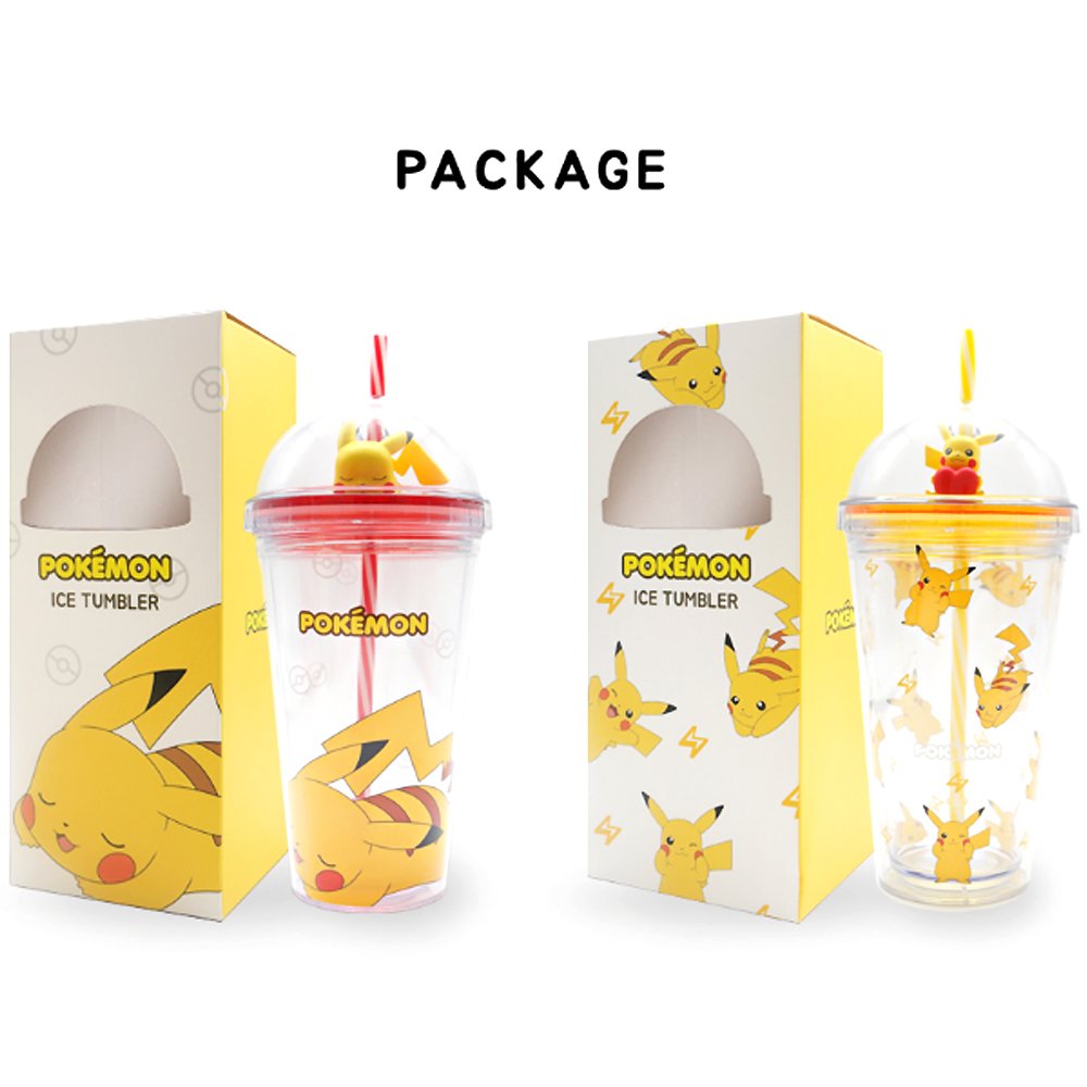 Tumblers with Straw Set Pikachu Face Pokémon - Meccha Japan