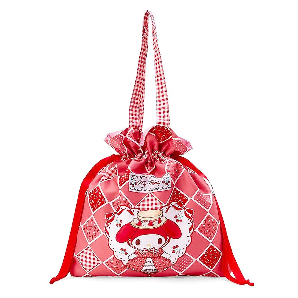 Women's Tote Sanrio Melody Kulomi HelloKitty High Capacity Cartoon Shoulder  Bags Cute Plaid Pattern Handbag Girls Birthday Gift