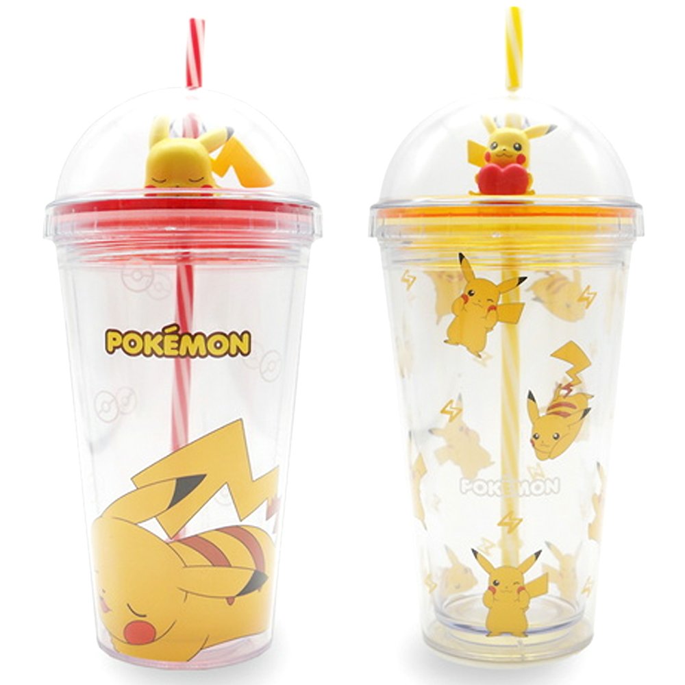 Pokemon 20 oz Tumblers w/ Lids Straws Pikachu Kids Teen Gift Set