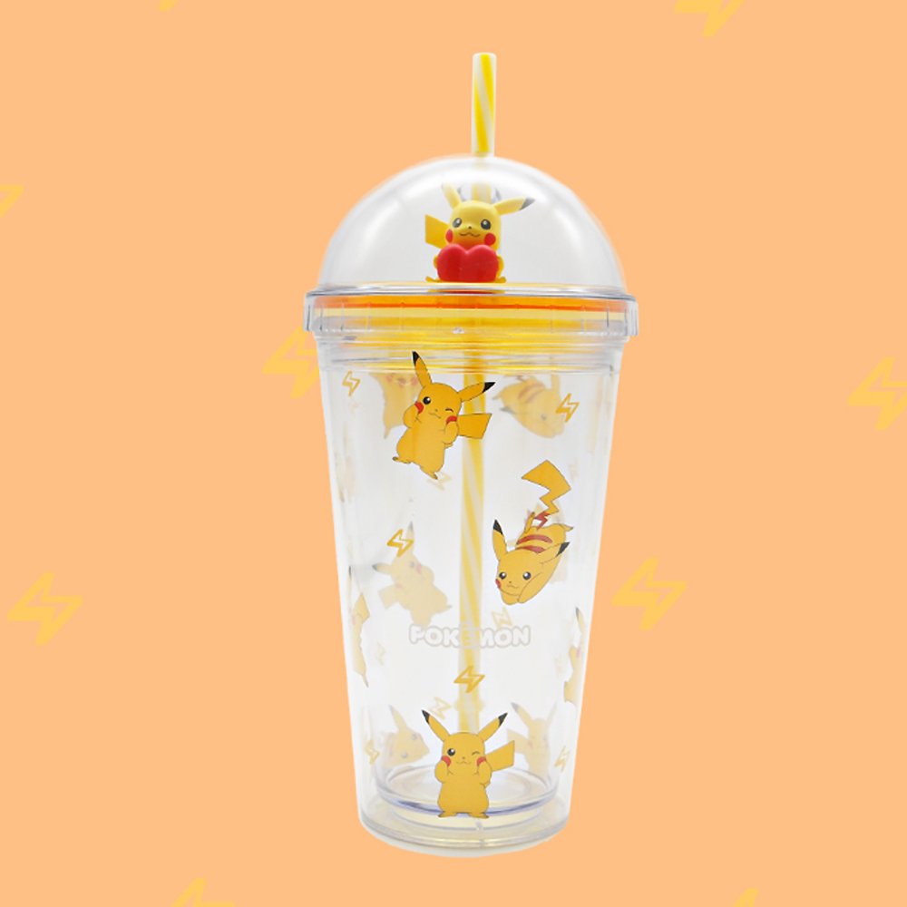 Pokemon Pikachu Water Cup Child Boy Girl Straw Direct Drinking