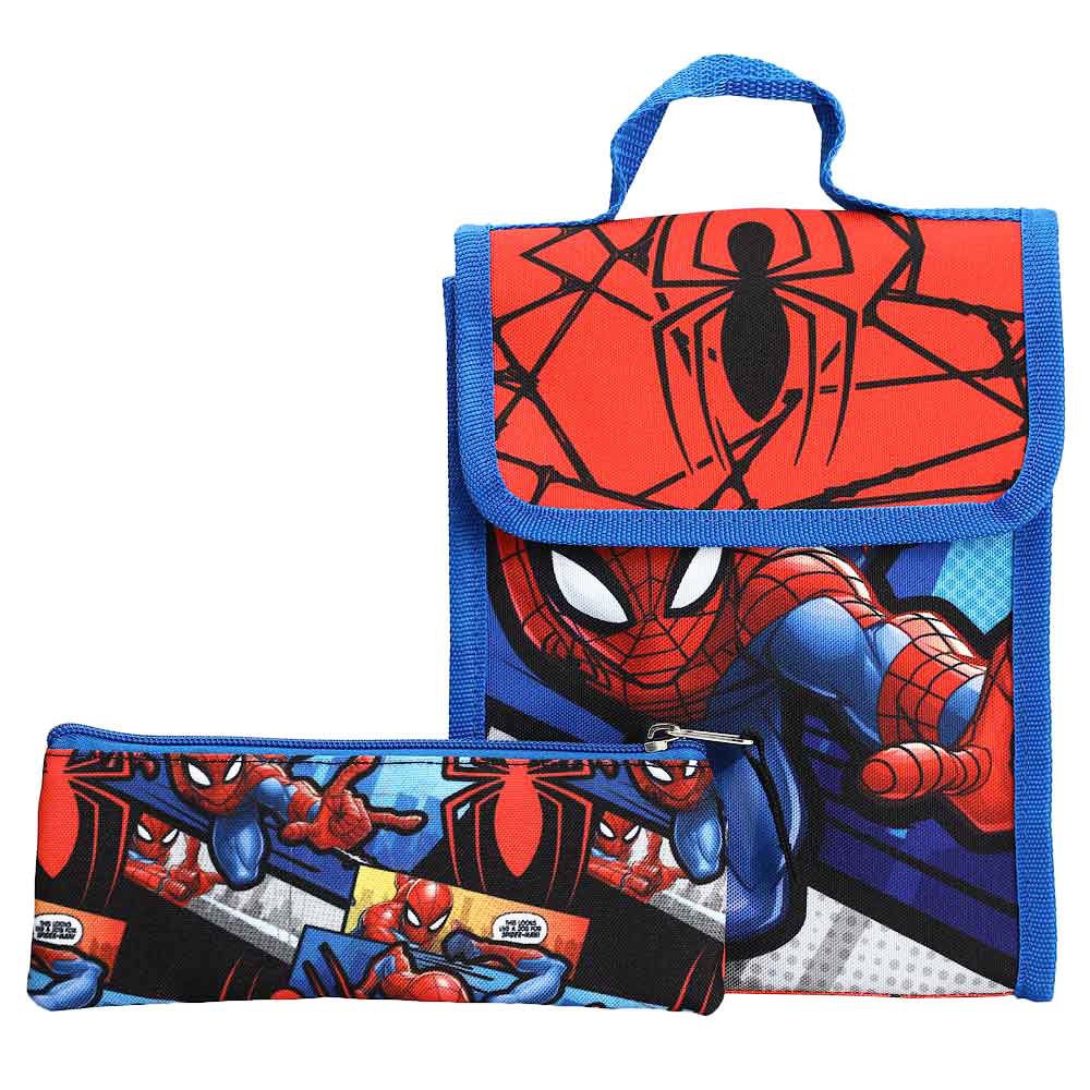 Spiderman 16 Backpack 4pc Set with Lunch Kit, Key Chain & Carabiner 