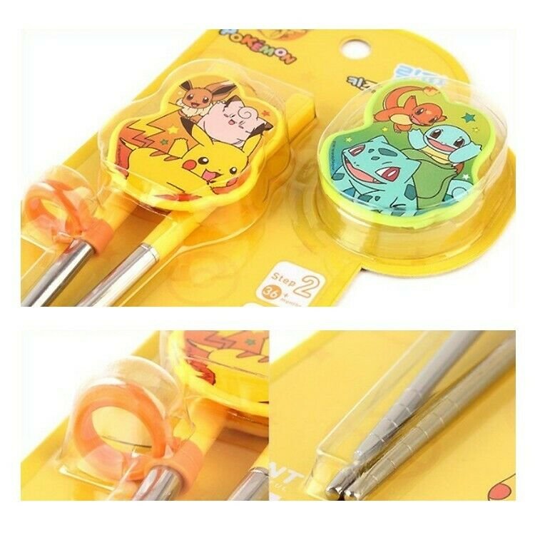 Pokemon Spoon, Fork, Chopsticks Utensil Set with Case for Kids