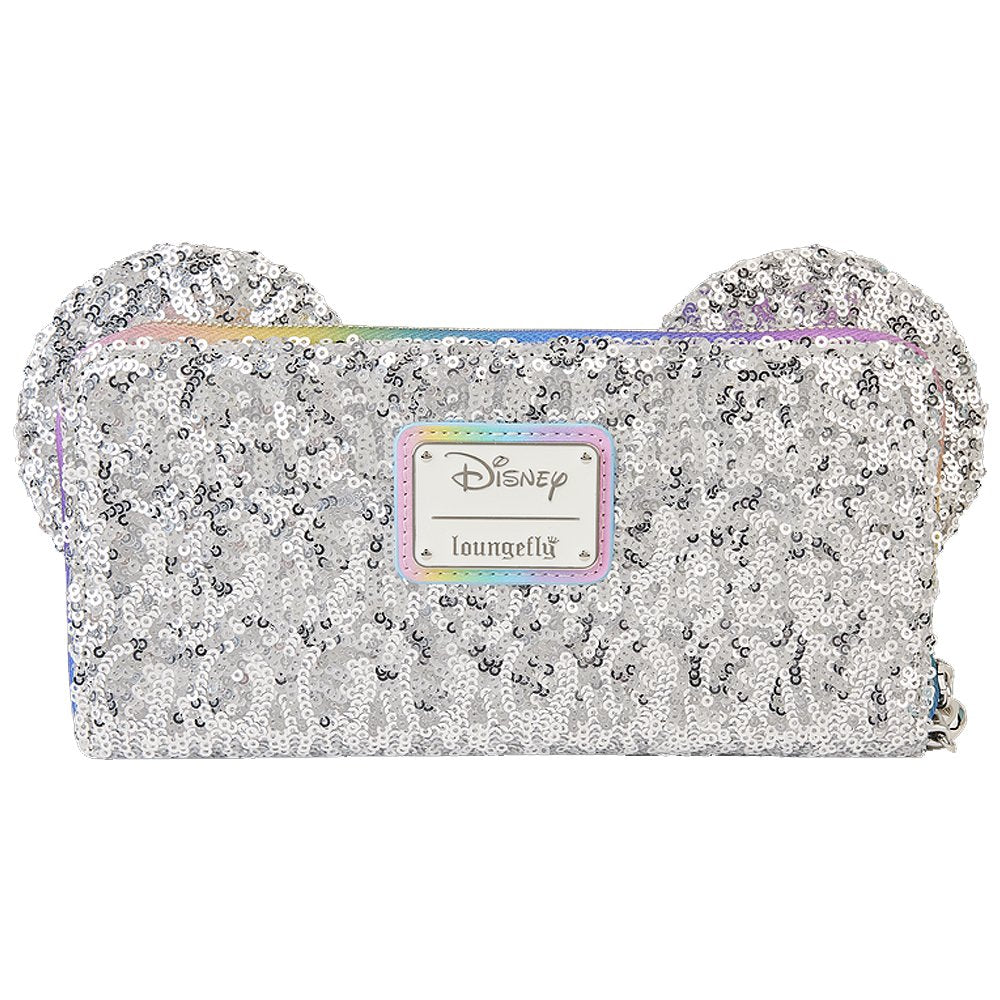 Disney Loungefly Minnie Mouse Gray Sequin Crossbody Bag