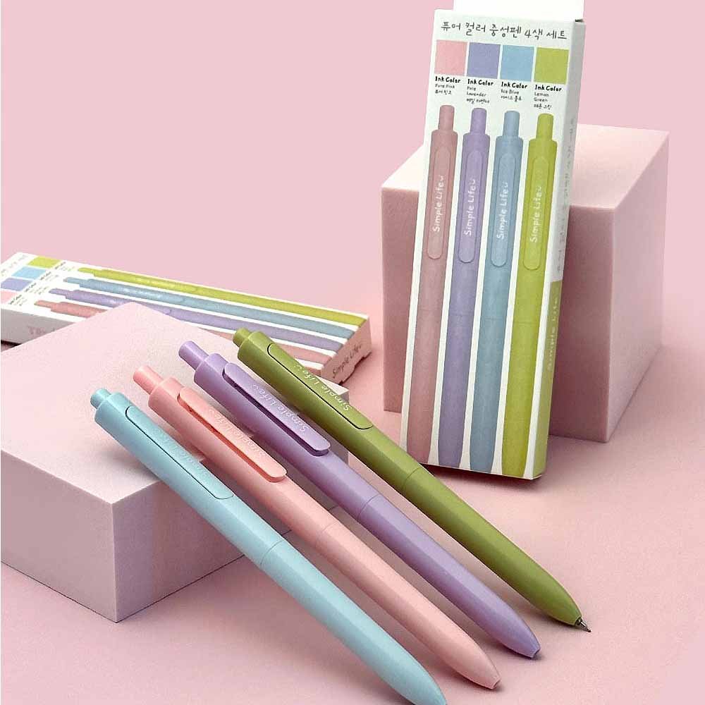 Simple Pure Color Gel Pen 4-Color Set