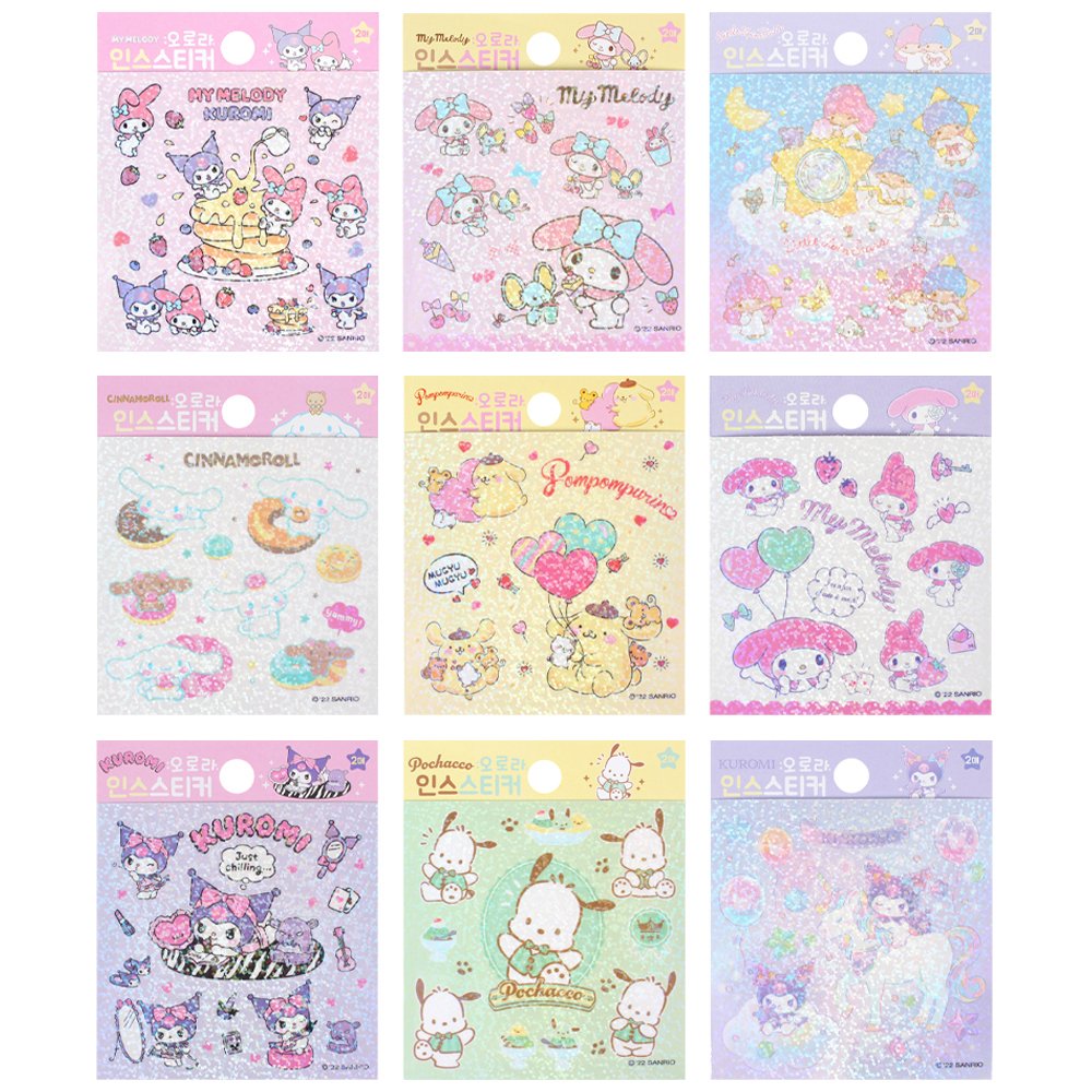 16 Sheets Holographic Kpop Deco Stickers Korean Stickers for