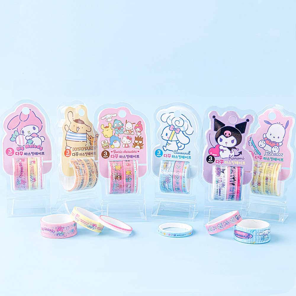 4 Set Sanrio Mymelody Kuromi Cinnamoroll Pochacco Cute Cartoon Character  Decoration Adhesive Masking Washi Tape Kids Gift